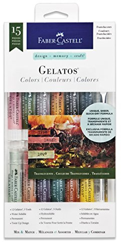 Faber-Castell Gelatos Colors Set, Translucents - Water Soluble Pigment Crayons - 12 Translucent Colors