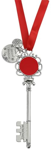 Auony Weihnachtsmann Magischer Schlüssel, Weihnachtsmann Tür Schlüssel Ornament mit Schleife für Weihnachten Dekoration
