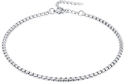FaithHeart Bracelet Cheville Femme,Chaîne de Pied de Plage 3mm Maille Vénitienne en Acier Inoxydable 316L Accessoires pour Plage Chaîne Réglable 9+2(22.8+5cm) Ajustable pour Femme et Fille