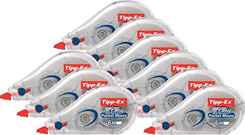 Tipp-Ex Mini Pocket Mouse Korrekturroller Korrekturband 6m x 5mm 9 Stück, Weiß