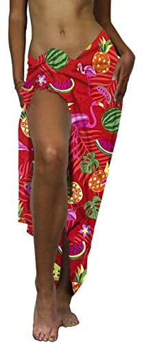 King Kameha Funky Hawaii Cover-up Pareo Sarong, Flamingo Melon, Rot, Gross