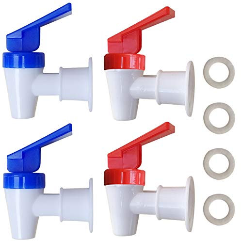 Qboyi Cooler Faucet - 2 Blue and 2 Red Water Dispenser Tap Set - Internal Thread Plastic Spigot.…