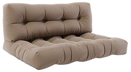 Vicco Palettenkissen Set Flocken, Outdoor Kissen, Stone, 120 x 80 cm 2 Teile