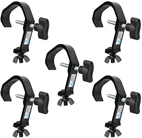 5 Packs Truss Clamp Stage Lights Hook Fits Pipe OD 1.18-2(30-51mm), Max.Load 132lb, Aluminum Alloy C Clamp for DJ Lighting Moving Head Spotlight