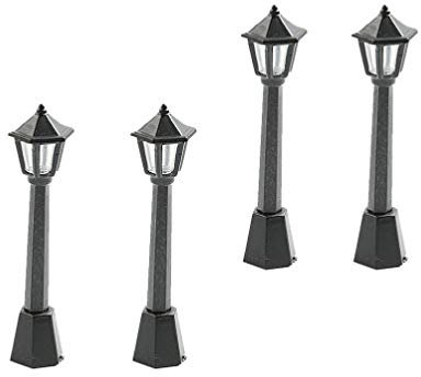 ULTNICE 4 Stück Mini Straßenlaterne Modell Solar Laternenpfahl Lichter Außenweg Laterne Post Puppenhaus Fee Garten Dekorationen Zubehör