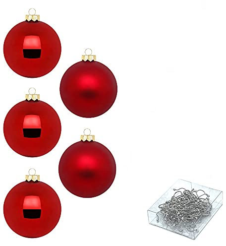 INGE-Glas Kugeln, 30tlg 6cm Glas Premium, Öko-Verpackung und Haken 50 Stück (Chianti)