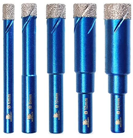 Forets Mèches Diamant Carrelage 6 8 10 12 14mm - BRSCHNITT Foret Céramique pour Porcelaine,Céramique, Granit,Carrelage(5 Pièces)