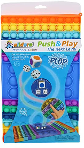 alldoro 67151 Pop-It Würfelspiel für 2 Spieler, Plopper-Spielzeug, Fidget Toy, Stressabbau für Kinder und Erwachsene, bunt