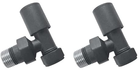 Standard Radiator Valves for Central Heating (Pair) - Sizes and Colors for Designer Bathroom (Anthracite Angled 15mm)