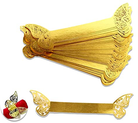 50 Stück Schmetterling Serviettenring, Serviettenringe Schnallen, Erviettenringe aus Papier, Für Hochzeit, Abschluss, Geburtstag, Party, Weihnachtsbankett, Hochzeitsempfangsdekoration