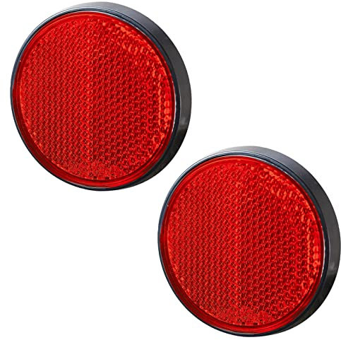 AGRISHOP 2Piezas Catadioptrico Moto Homologado E4 Redondo Rojo Pegado Adhesivo, Catadrioptico Caravana,Φ60mm Reflectante Reflectores Catadioptrico para Bicicleta Coche(Redondo-Rojo-2Piezas)