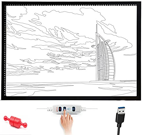 SMGXQ Leuchttisch LED Licht Pad Einstellbare Helligkeit LED Light Drawing Board Leuchtkasten Dimmbares Zeichenbrett Copy Zum Zeichnen Malen Skizzieren Animation Diamond Painting,Light Board a2