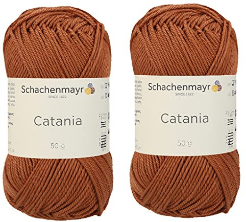 [Set mit 2 Knäuel] SMC Catania Originals 100 % merzerisiertes Baumwollgarn, insgesamt 100 g. Je 50 g / 125 m Amigurumi-Garn Fine-Sport 2 (426 Fuchs)
