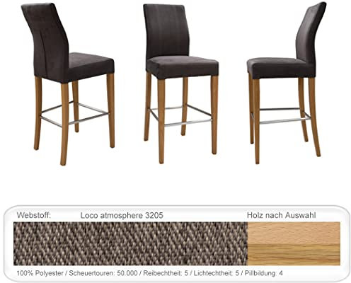 expendio 6X Tresenstuhl Thekla Sitzhöhe 72cm in verschiedenen Varianten Esszimmerstühle Massivholzstuhl, Holzart:Eiche Natur lackiert, Bezugstoff:Loco Atmosphere