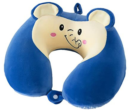 Memory Foam Reisekissen Kinder Cartoon Nackenkissen Niedliche Tierform Nackenhörnchen Kopfstütze Reisekissen für Reise Büro und Haus (Elefant)