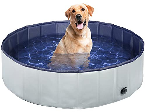 Petace Piscina para Perros 120x30 cm, Piscina Perros Pequeños, Piscina de Perros Portátil, Bañera para Perros Plegable