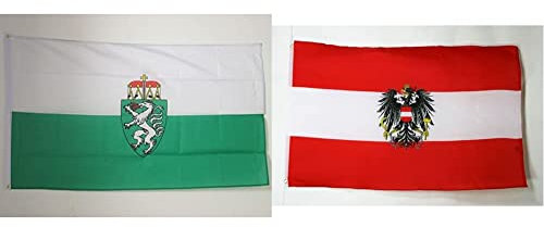 AZ FLAG Flagge Steiermark 150x90cm - Steiermark Fahne 90 x 150 cm - flaggen Top Qualität & Flagge ÖSTERREICH MIT Adler 150x90cm - ÖSTERREICHISCHE Fahne 90 x 150 cm feiner Polyester - flaggen