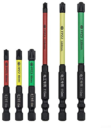 Embout de tournevis cruciforme spécial pour électricien FPZ1 FPZ2 FPZ3, embouts de tournevis magnétiques antidérapants, 4 couleurs et 2 tailles (65/110 mm)