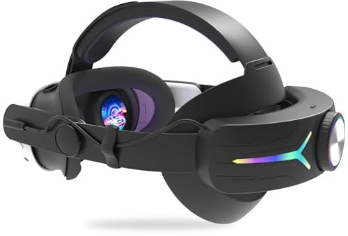 Cinturino per la testa della batteria a ricarica rapida RGB Light per Meta Quest 3/3S - Estende 4-6 ore di autonomia, cinturino di ricambio Elite con supporto migliorato e vestibilità comoda