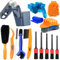 Yumzeco15 PCS Kit de Nettoyage pour Vélo,Moto Brosse de Nettoyage, Outil De Nettoyage De Chaîne, Chiffon De Nettoyage En Microfibr,Kit de Brosses de Nettoyage Convient à Toutes Les Motos et Vélos