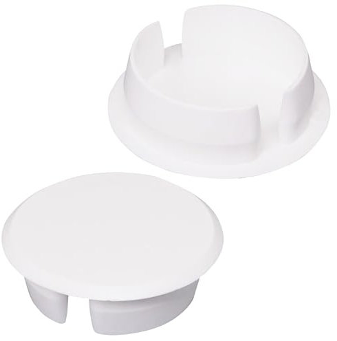 SKIR'CO (20 Stück) Weiß Kunststoff Lochstopfen 30mm Bohrloch Abdeckkappen Möbellochstopfen Schraublochstopfen