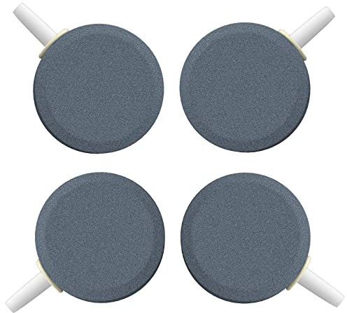 Pawfly Aquarien 4 cm Luftstein Nano-Bläschenstein Scheibe Zerstäuber Blasenfreigabe-Werkzeug für Luftpumpen Fischbecken Leise superhohe winzige Bläschen kleine Teiche sprudelstein für Aquarium, 4 Pack