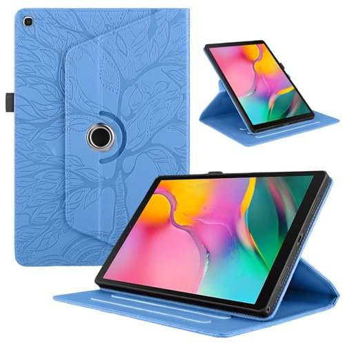 Funda para Samsung Galaxy Tab A 10.1 Pulgadas 2019 (SM-T510/T515) Cover PU Leather Ángulos Ajustables Tablet FILP Case con Rotación de 360 Grados Carcasa y Función Soporte, Azul