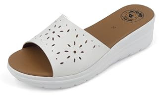 JOMIX Ciabatte Donna Estive Anatomiche Pantofole Zeppa Eleganti Comode da Casa Mare Spiaggia Piscina Made in Italy TD1963 (Bianco, 39)