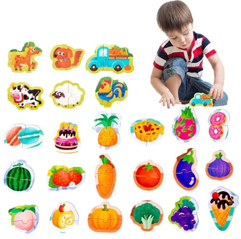 EWOKE Passendes Holzpuzzle - Formzusammenpassendes Cartoon-Puzzle zur Übung der Erkennung - Vorschulspielzeug für Interaktion, Geburtstagsgeschenk, Früherziehung, Belohnungen, Spielplatz