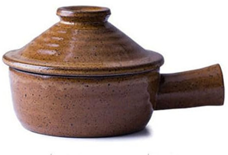 JTBDWOSK Olla de Barro, Cerámica, Cazuela, Estofado, Hogar, Olla de Barro, Arroz, Microondas, Olla pequeña, Olla de Caldo, Olla de Cocina con Tapa,Marrón