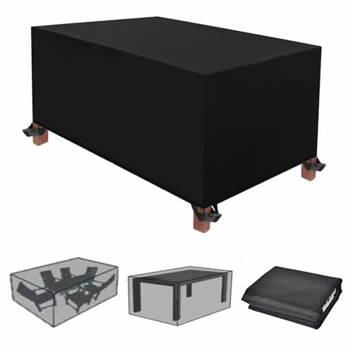 NXMYDBD Abdeckung für Gartenmöbel 150x90x75cm/LxWxH 420D Oxford Rechteckig Wasserdicht und Winterfest Gartentische Abdeckung Tisch Abdeckplane Schutzhülle für Gartentische und Möbelsets Gartentisch