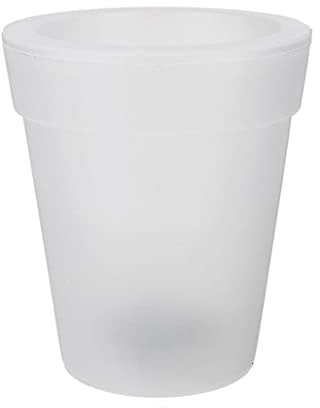Myazs Vaso per piante illuminato a LED ad energia solare, materiale ABS, lampada da giardino per esterni, bianco, 11 x 19 x 16,5 x 13 cm