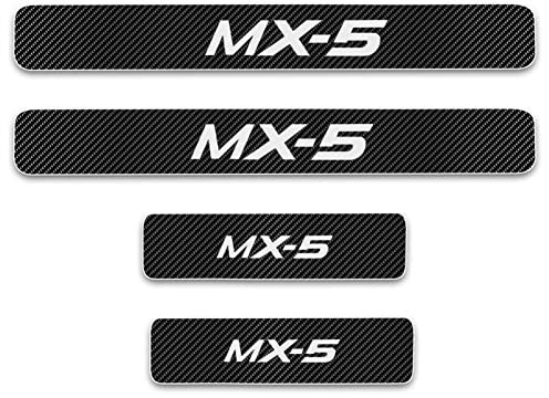 JYMLOV Auto Kohlefaser Einstiegsleisten TüRschweller Aufkleber für Ma-zda MX-5 MX 5 MX5, 4 Stück Car Kick Plates Schutz AntiKratz Abnutzungs Türschweller Protector,White