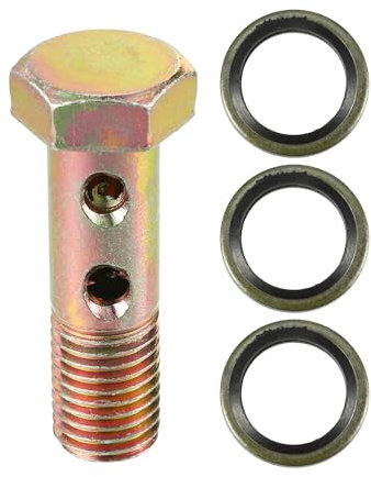 VekAuto Kit de boulons double banjo, filetage métrique M12x1.5, longueur de 45mm, adaptateur universel en métal durable de couleur bronze avec rondelles