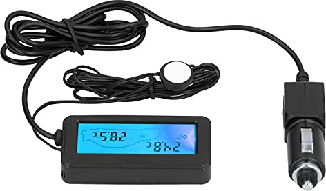 Termómetro para Automóvil, Mini Medidor de Temperatura Digital Universal DC 12V con Pantalla de Retroiluminación LCD para Automóvil(Azul)
