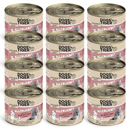 Dogs'n Tiger Allerliebst Nassfutter Katze, Rind, Leber & Kürbis, 12x 200g | Katzenfutter nass, Alleinfutter, hoher Fleischanteil, getreidefrei, ohne Zuckerzusatz, ohne Konservierungsstoffe