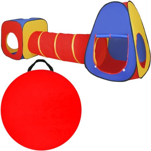 KRUZZEL Kinderspielzelt 3in1 Tipi mit Tunnel und Haus Spielhaus für Baby | Pop-Up Spielzelt für drinnen & draußen | Tragetasche inkl.