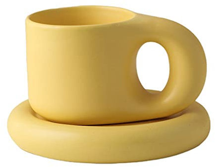 HOOLRZI Materiale ceramico per tazze da caffè creative con decorazione domestica nordica arte fatta a mano tazze da latte vassoio personalizzato G tazze da caffè ceramica riutilizzabile lavabile in