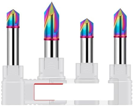 Fasenfräser HRC60 60 ° 90 ° 120 ° Gerade Nut Fasenfräsen Wolfram Stahl Hartmetall Bunte Beschichtung Bearbeitung Schaftfräser(120-Angle,5x5Dx50L)