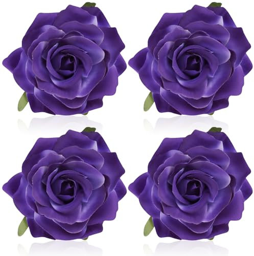 Atoden Pince à cheveux en forme de rose violette pour cheveux, épingles à cheveux hawaïennes, broche mexicaine décorative pour femmes et filles, accessoires de cheveux d'Halloween et de cosplay
