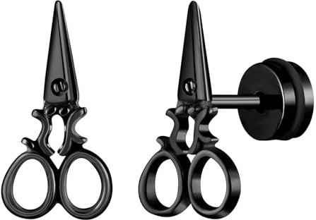 Yumilok Edelstahl Ohrringe für Herren Damen Ohrstecker Schere Knorpelohrringe Piercing Huggie Creolen