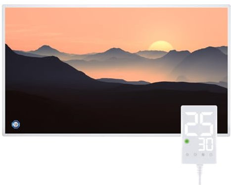 Hocosyme Infrarotheizung Bild 800W, 1-3 Min auf Betriebstemperatur bis 120 Grad - Geeignet für Schlafzimmer, Büro, Küche, Badezimmer - mit Touch-Thermostat - Tintenmalerei