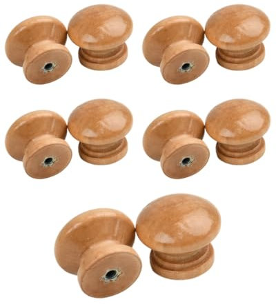 KGDUYC 10 pcs Tiradores Armarios de Color Madera, Tiradores Cajones con Tornillos, Redonda Tiradores Madera, Pomos Y Tiradores, 28mm