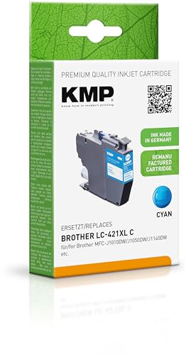 KMP Tintenpatrone passend für Brother LC421XLC Cyan - 1548,4003 - für Brother MFC-J1010DW, J1050DW, J1140DW... etc.