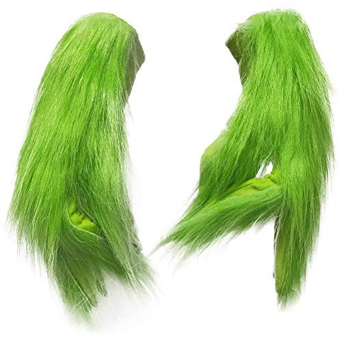 Ghzste Weihnachten Grün Pelz Hand Handschuhe Halloween Cosplay Kostüm Zubehör Requisiten Weihnachten Grün Pelz Monster Handschuhe für Karneval Party Performance Halloween