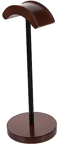 HOMSFOU Wooden Headset Holder Earphone Stand Headphone Bracket Desk Storage Rack Walnut Finish for Desktop Organization Wireless Headset Accessories