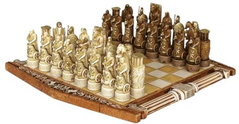 Schachset Brett & 32 Teile Parthenon Säule Griechische Götter Mythologie Skulptur