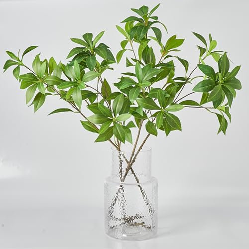Avoeco Künstlicher Japonika-Blattzweig, fühlt Sich echt an, künstliche grüne Stiele für Zuhause, Büro, Hochzeit, Vasenfüller, Ladendekoration (10,2 cm, 73,7 cm hoch)