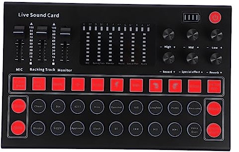 HOMSFOU Multi-funktionale Soundkarte Für Live-Streaming Tragbares Audio-Interface Mit Voice Changer Mixer Und RGB-Beleuchtung Für Streaming Karaoke Und Musikproduktion