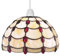 Tiffany Style Pendant Light, Stained Glass Jewel Dome Lampshade, Easy Fit Ceiling Fixture, Beige Jewel (Red Jewel)